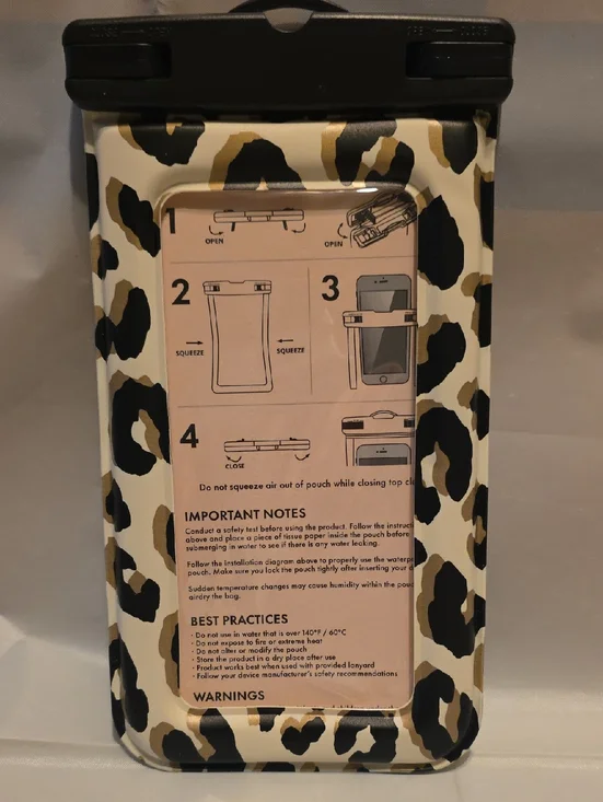 kate spade Leopard Print Waterproof Phone Pouch - Beige/Black - Picture 2 of 4
